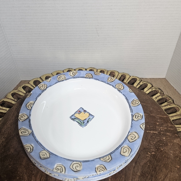 SET OF 6 - CORNING CORELLE - WATERCOLORS - 8 1/2" RIMMED 15 OZ SOUP PASTA BOWLS - Picture 5 of 16